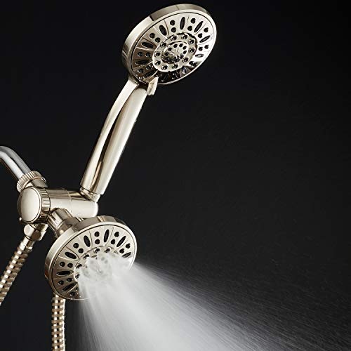 AquaDance Brushed Nickel Premium High Pressure 48-setting 3-Way Combo for The Best of Both Worlds – Enjoy Luxurious 6-setting Rain Shower Head and 6-Setting Hand Held Shower Separately or Together - color: Brushed Nickel
