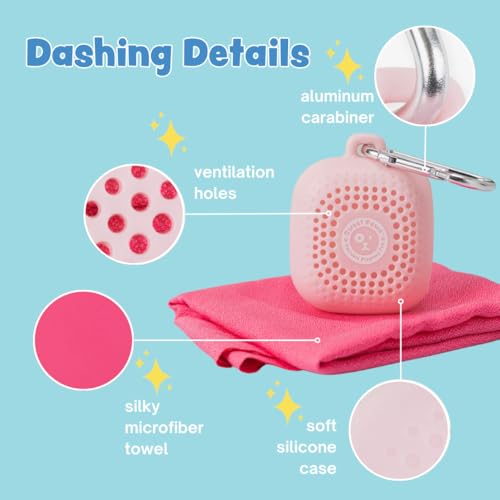 Portable Dog Paw Towel, Lightweight & Super Absorbent Microfiber, Clips onto Leash, Quick Drying Towel for Dogs Paws with Silicone Case, Dry Dog’s Paws on The Go - Small - Rosy Glow - color: Rosy Glow (Small)
