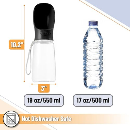 Mr. Pen- Portable Dog Water Bottle, 19 oz, Large | Leak Proof Puppy Water Dispenser with Drinking Feeder for Pets, Outdoor Walking, Hiking, Travel, Not Dishwasher Safe - color: Black