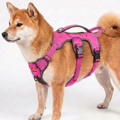 Tuff Pupper Escape Proof No Escape Dog Harness | 5 Point Adjustable Fit Harness for Dogs | Padded Dog Harnesses | Handle Dog Lift Harnesses - color: Hot Pink, size: Medium: 22-27 Inch Chest