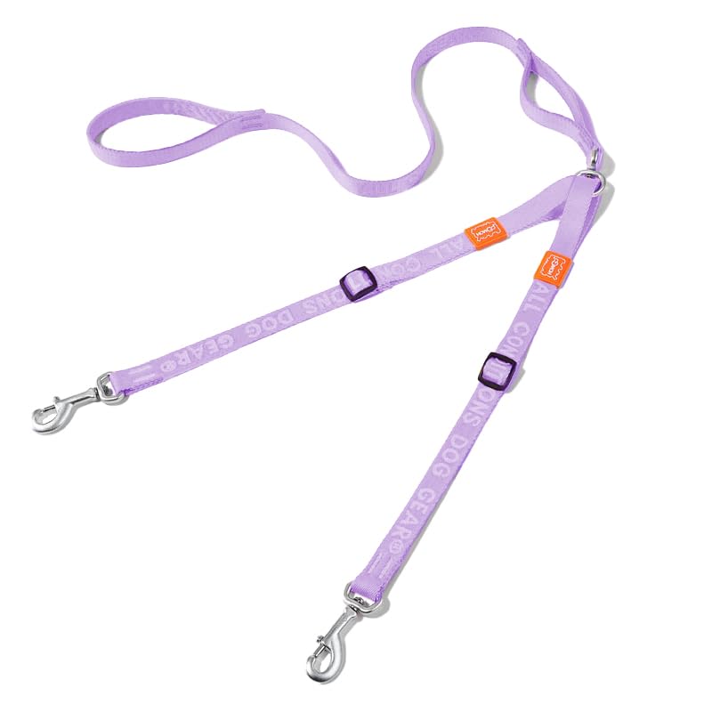 HOWGO Double Dog Leash,Tangle-Free 360 Swivel(Lavender, Pro S-M w.Handle) | Individually Adjustable Length, Double Padded Handles,Aviation Aluminum Hooks,Durable Nylon,No-Tangle Walking,All Breeds - color: Lavender, size: Pro S/M Handle