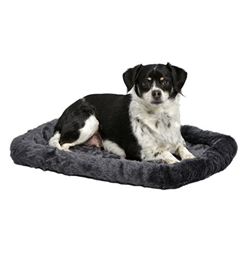 MidWest Homes for Pets QuietTime Dog Bed - Gray Faux Fur Bolster, Ultra-Soft and Machine Washable, Fits 24-Inch Crates and Carriers, for Small Breed Dogs - color: Grey, size: 24 Inch