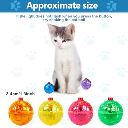Jecery 9 Pcs Ghost Hunting Light Up Cat Balls LED Motion Activated Cat Toy Interactive Lighted Ball Pet Glowing Mini Running Exercise Toys for Kitten Dog Pet Animals Activity(Multicolor) - color: Multicolor