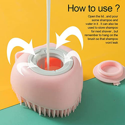 3-Pack Dog & Cat Bath Brush Set - Soft Silicone Pet Grooming Shampoo Brush, Massage Shower Brush with Shampoo Dispenser for Dogs & Cats - Gentle Bathing & Grooming Tool for Pets