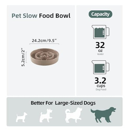 Havniva Ceramic Slow Feeder Dog Bowls, 3.2 Cups Dog Bowl Slow Feeding for Medium and Large Breed, 9.5inch Puzzle Dog Food Bowl Slow Feeder Non-Slip Anti-Gulping and Anti-Choking Reduces Bloating - color: 1 x Brown Coffee-A, size: 9.5inch