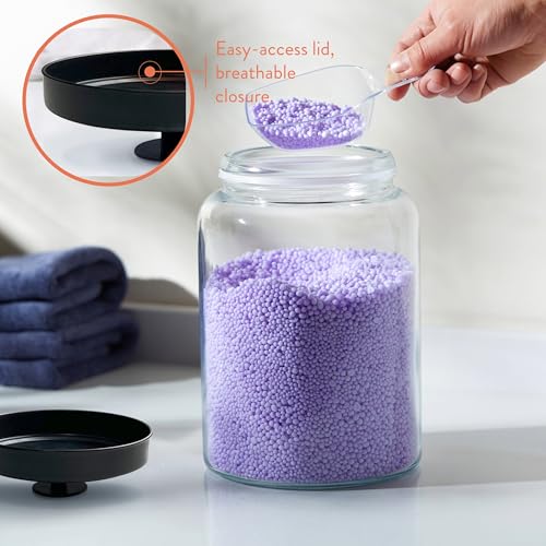 KooK Glass Storage Containers with Lids, Glass Jar with Lid, 1 Gallon, Set of 2, Glass Canister, Storage, Laundry, Kitchen Jar, (Circular, Black) - color: Large, Black Lid