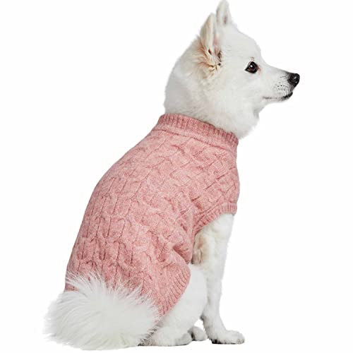 Blueberry Pet Pink Dog Sweater - Cozy Girl Dog Sweater & Pink Pet Coat, Stylish Puppy Winter Clothes & Accessories, Small Pet Coats 10" Back Length - color: Rainbow Pink, Crew-neck, size: 10 inch