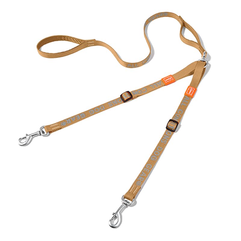 HOWGO Double Dog Leash,Tangle-Free 360 Swivel(Brown, Pro S-M w.Handle) | Individually Adjustable Length, Double Padded Handles,Aviation Aluminum Hooks,Durable Nylon,No-Tangle Walking,All Breeds - color: Brown, size: Pro S/M Handle