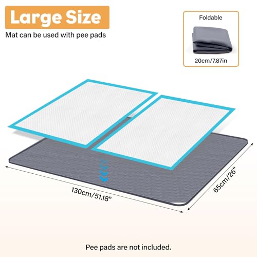 51" x26" Pee Pad Holder for Dogs Lanstics Puppy Pad Holder Silicone Pee Tray for Dog Training Floor Protection Raised Edge Dog Potty Tray, No Pee Pads(Grey) - color: 51" X26" Grey