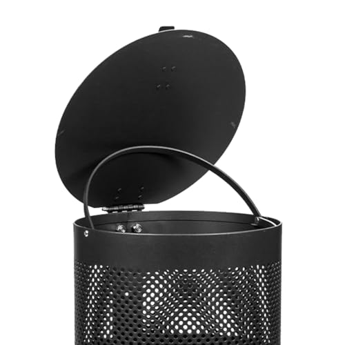 ZERO WASTE USA - Round Outdoor 10 Gallon Capacity Waste Can - 100% Rust-Free, Powder-Coated, Commercial Grade Aluminum to Withstand Weather. 10-Year Warranty (Matte Black) - color: Black