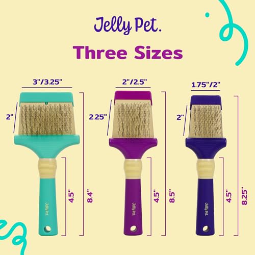 Jelly Pet Double Sided Dog Slicker Brush, Longer Pins, Flexible Head, Fine/Coarse Sides, Removes Unwanted Tangles, Small, Purple - size: Small