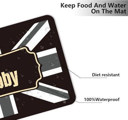 Personalized Dog & Cat Food Mat with Name | Waterproof PU Pet Bowl Mat | Non-Slip Rubber Bottom | Easy Clean | 3 Sizes (24"×16", 30"×20", 36"×24") England - color: England