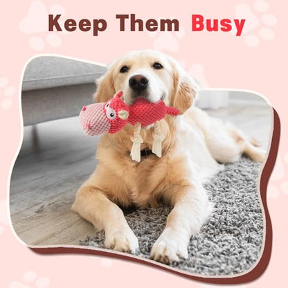 TOOPTATE Squeaky Dog Toy - Plush Interactive Chew Toy for Large, Medium and Small Dogs, Keeps Them Busy (Pink, Medium) - color: Pink, size: Medium