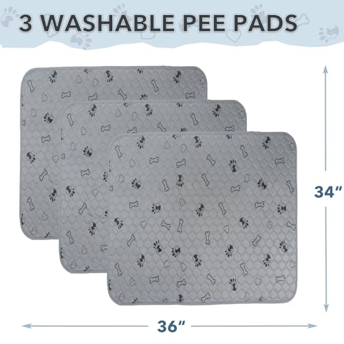 3 Pack 34x36 Reusable Puppy Pads with Puppy Blanket,Dog Pad Washable Waterproof, Potty Buddy Reusable Potty Pads for Dogs,Super Absorbent Washable Dog Pee Pads - size: 34''x36''(Pack of 3)