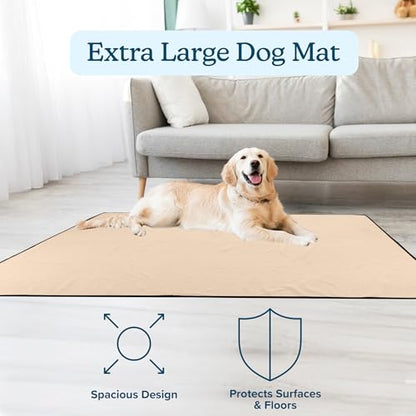 Washable Pee Pads for Dogs - 72” x 72” Extra Large Reusable Pet Mat for Dog Potty Training, Whelping, Playpen, or Crate Mat - Super Absorbent and Quick Drying Puppy Pads by PETMAKER (Beige)