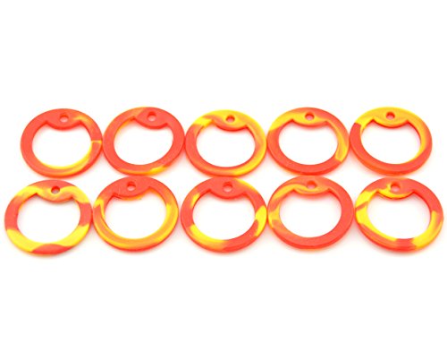 Pack of 10 Flame Red/Yellow Silicone Military Army Navy Air Force Marines Dog Tags Rubber Silencers
