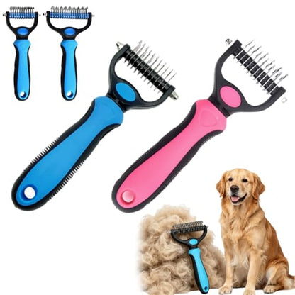 Whimsyard Dog Brush, Dual-Groom Pro All Pets Detangling Brush, Pet Pro Grooming Tool, Universal Detangling Comb for Dogs, Double-Sided Stainless Steel for Coat Care & Shedding Removal (Set/S) - color: Set/S