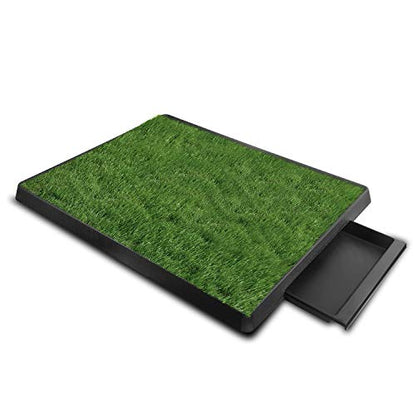 TeqHome Dog Grass Pad with Tray, Dog Litter Box, Reusable Artificial Pee Grass Pad for Dogs Indoor & Outdoor, Dog Potty Tray, Washable Puppy Pee Pad Turf for Dogs to Pee on Balcony Patio (25" x 21")