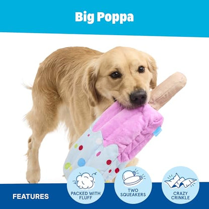 BarkBox Big Poppa Dog Toy | XL Popsicle Plush Toy with Two Jumbo Squeakers, Fluff and Crinkle | Fun for Dogs - color: Big Poppa