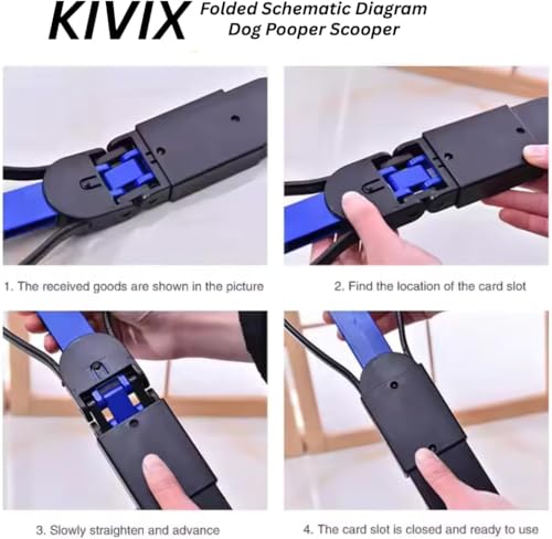 KIVIX 28" Pooper Scooper Pack of 2 Foldable Dog Poop Scoop with Unbreakable Material and Durable Spring - Easy to Use for Grass, Dirt, Gravel - color: BLUE & GREEN 2 pack