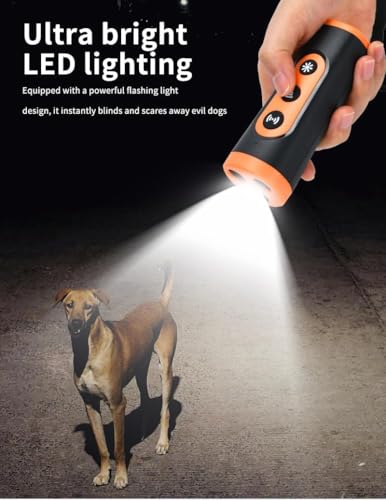 Ultrasonic Dog Bark Deterrent Device, Anti Barking Device for Dogs, Dog Training Stops Bad Behavior, Effective Control Range Ultrasonic 50ft, Flashlight & Beep | Safe for Human & Dogs