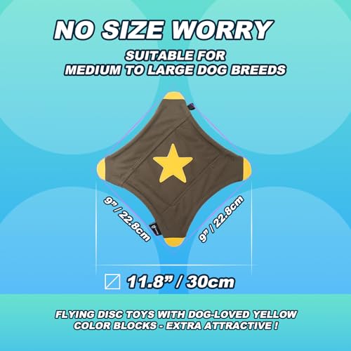 TSPRO Tactical Star-Shaped Dog Flying Disc, Anti-Rip Nylon Toy for Aggressive Chewers & Medium-Large Dogs, Water Floating Lightweight for Beach/Camping/Park/Backyard Training (9", Khaki) - color: Khaki