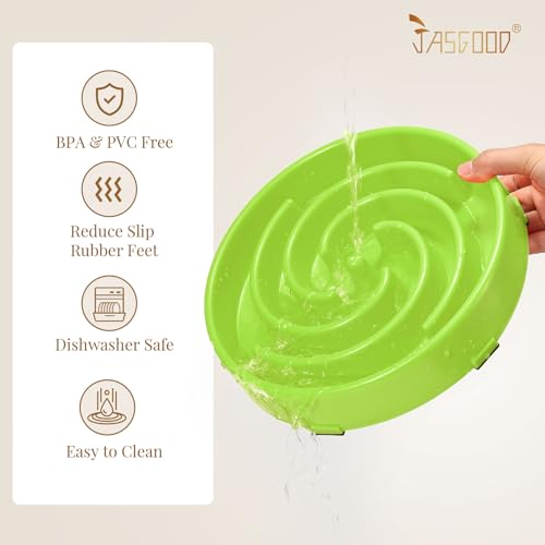 JASGOOD Slow Feeder Dogs Bowl for Large Medium Dogs,Anti-Gulping Pet Slower Food Feeding Bowls Stop Bloat,Preventing Choking Healthy Design Dogs Bowl - color: P-grass green