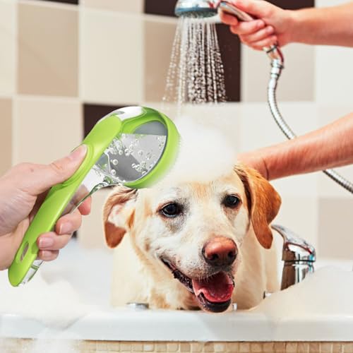 Dog Bath Brush – Shampoo Scrubber, Built-In Soap Dispenser Tool, Gentle Silicone Massage Design, Effective Washer, Easy Grip Cleaning Accessory | Dog bathing time, long haired puppy wash