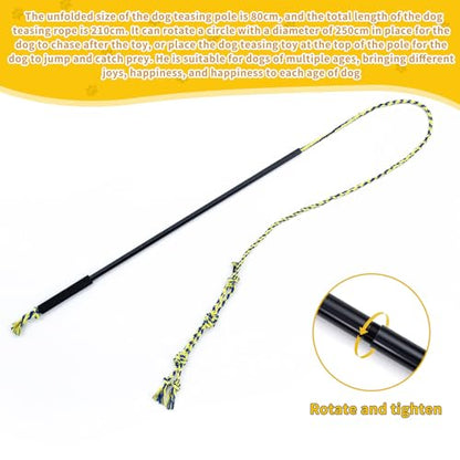 Interactive Flirt Pole Toy for Dogs Chase and Tug of War,Durable Teaser Wand with Pet Fleece Rope Tether Lure Toy to Outdoor Exercise & Training for Small Medium Large Dogs (Black) - color: black