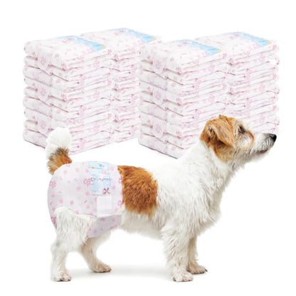 Disposable Dog Diapers Female 90 Count Puppy Diapers Female (Waist 11-18 in M) Super Absorbent Small Doggie Diapers for Heat Excitable Urination or Incontinence - Pink - size: Medium