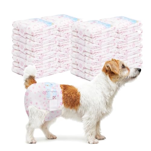Disposable Dog Diapers Female 90 Count Puppy Diapers Female (Waist 11-18 in M) Super Absorbent Small Doggie Diapers for Heat Excitable Urination or Incontinence - Pink - size: Medium