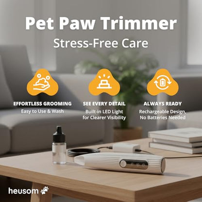 Silent Pet Paw Trimmer | Cordless Shaver for Dogs, Cats, Big & Small Animals with Light | Rechargeable Home and Salon Grooming Tool for Paws, Face, Ears, Butt