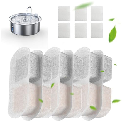 FEELNEEDY 6 Pack Dog Water Fountain Filter & Pump Filter Sponges Replacement, Pet Water Fountain for 1.8Gal/7L/230 fl oz Cat Water Fountain (FN-W14)