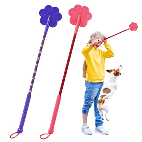 2Pcs Dog Training Stick, 16.5 Inch Rubber Dog Training Tools with Non-Slip Handle, Plum Claw and Lanyard, Cute Stick for Puppy Cat