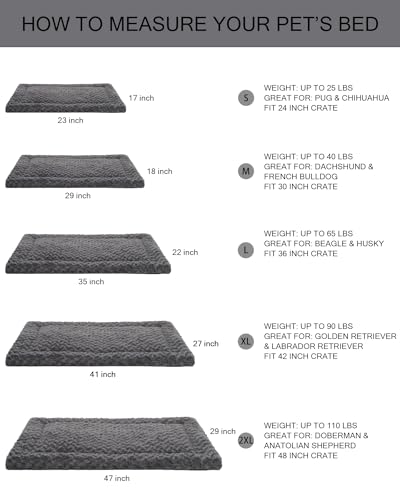 Washable Dog Bed Mat Crate Pad Soft Fluffy Pet Kennel Beds Dog Sleeping Mattress for Large Jumbo Medium Small Dogs, 48 x 30 Inch, Gray - color: Grey, size: 48.00" x 30.00" x 1.50"