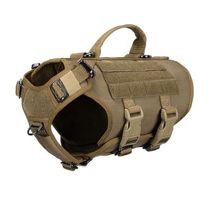 ICEFANG GN3 Tactical Dog Harness with 6X Buckle,Dog Molle Vest with Handle,3/4 Body Coverage,Hook and Loop Panel for ID Patch,No Pulling Front Clip (S (22"-27" Girth), CoyoteBrown) - color: Coyote Brown, size: Small (Pack of 1)