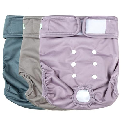 wegreeco Washable Reusable Premium Dog Diapers,Pack of 3,Small Dog Puppy & Doggy Diapers Female,Dog Period Panties Diapers Female in Heat Small - color: Grey, Purple, Green, size: Small