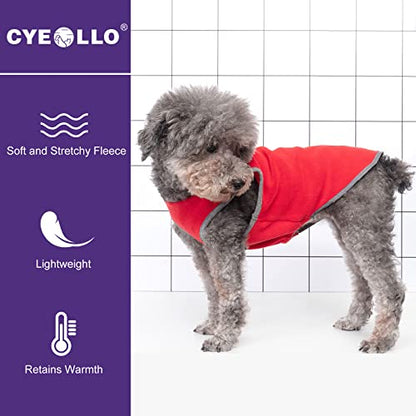 cyeollo 2 Pack Dog Fleece Sweater Stretchy Sweatshirt with Reflective Stripe Pullover Soft Jacket Pet Clothes Dog Sweaters for Small Dogs, Red & Grey M - color: 3# Red & Grey, size: Medium