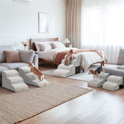 Topmart High Density Extended Foam Dog Ramp&Steps 2 Tiers,11.8" High | Non-Slip Dog Stairs,Soft Foam Pet Ladder with Removable Cover,Best for Injured,Older Cats,Pets with Joint Pain - color: Light Grey, size: 21.7*15.7*11.8