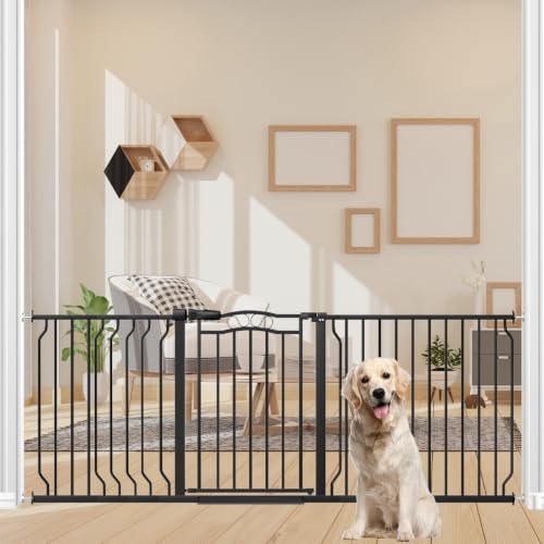 67.3-81.1" Extra Wide Baby Gate for Stairs No Drilling, 30" Tall Auto Close Press Mounted Baby Gate for Doorways, Adjustable Width Walk Through Long Gates for Kids or Pets, Black - color: Black, size: 72.0"-81.5"