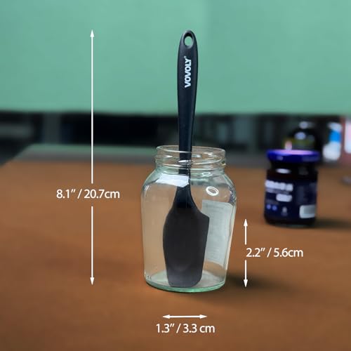 Silicone Mini Spatulas, Curved Small Spatula with Shallow Bowl for Kitchen, Seamless Jar Scraper for Cooking Baking, Wet Pet Food Spatula, 8.2 IN, 4 Pack, Black - color: Black