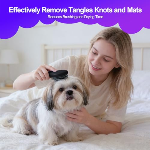 Small Dog Brush- Grooming Tool for Teddy, Yorkies, Maltese, Shih Tzu, Chihuahua - Puppy Hair Brush (Black) - color: Black