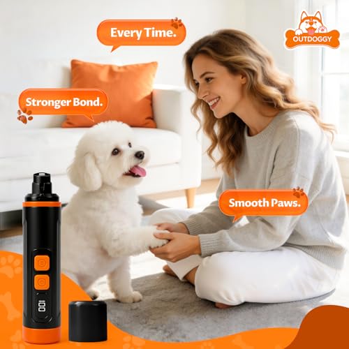 Upgraded Ultra Quiet Dog Nail Grinder with LED Light & Safety Guard - Rechargeable Adjustable Speed Pet Nail Trimmer for Painless Grooming of Dogs & Cats