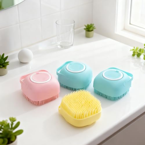 Silicone Dog Bath Brush – Dog Grooming Shampoo Scrubber with Soap Dispenser, Perfect for Shedding, Bathing, and Grooming, Ideal for Short and Long-Haired Dogs, Blue - color: blue