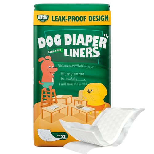 PAWPANG Dog Diaper Liners, Booster Pads for Male & Female Dogs, 55ct, XL | Helps Reduce Laundry - color: Standard Pack, size: X-Large (55 Pads)