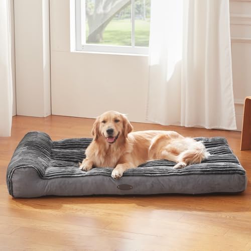 Dog Beds for Giant Large Dogs Breeds,Sofa Dog Bed with Pillow for Crate Kennel, Super Soft Pet Bed for Support Bolster, Comfortable Pet Couch Bed & Non-Slip Bottom - size: 54"L x 35"W x 4.5"Th