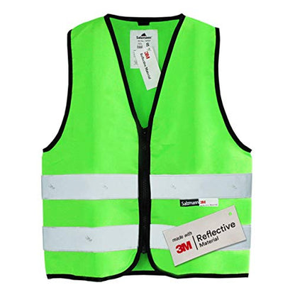Salzmann Children's High Visibility Vest | Kids Safety Vest | Ages 1-18 | Made with 3M Reflective Material | Durable Zipper Fastening | Yellow, Orange, Pink, Green - color: Green, size: 5 - 7 Years
