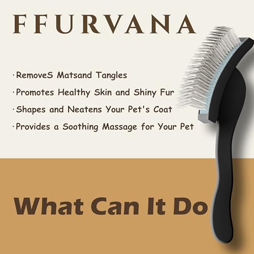 Slicker Brush for Dogs – Professional Long Pin Grooming Brush for Goldendoodles, Poodles & Thick Curly Coats – Gentle Detangling Brush for Matted Long Hair Dogs, Black - color: black