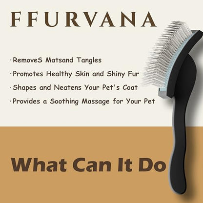Slicker Brush for Dogs – Professional Long Pin Grooming Brush for Goldendoodles, Poodles & Thick Curly Coats – Gentle Detangling Brush for Matted Long Hair Dogs, Black - color: black