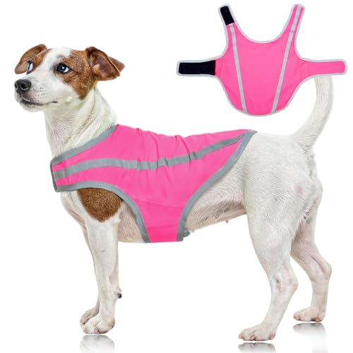 FUAMEY Dog Reflective Vest for Small Dogs,Dog Hunting Vest High-Visibility Dogs Safety Vest for Night Walking Water-Resistant Service Pet Gear Adjustable Outdoor Activities Pink S - color: Pink, size: Small
